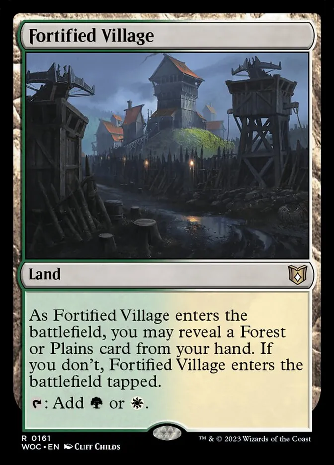 2023 Wilds of Eldraine Commander Fortified Village rare #161 rare card image