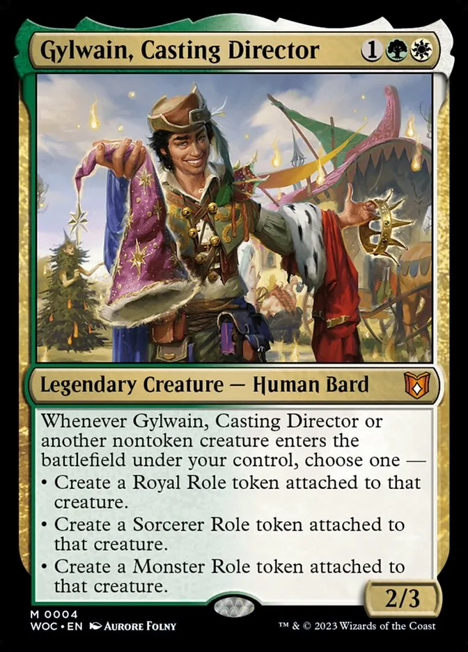 2023 Wilds of Eldraine Commander Gylwain, Casting Director mythic #4 mythic card image