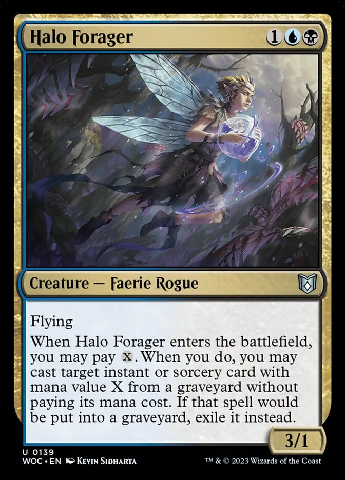 2023 Wilds of Eldraine Commander Halo Forager #139 uncommon card image