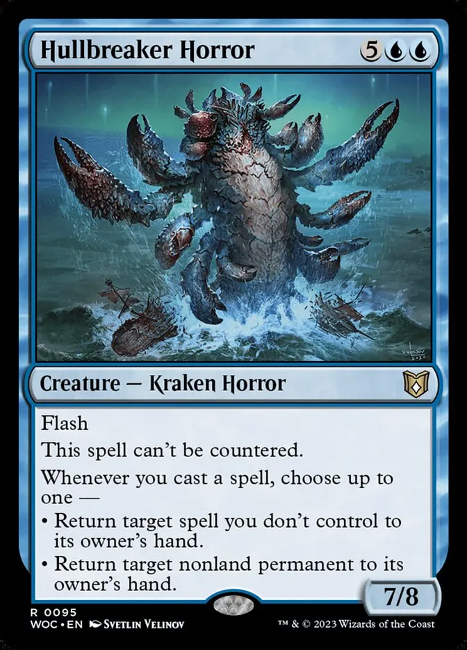 2023 Wilds of Eldraine Commander Hullbreaker Horror #95 rare card image