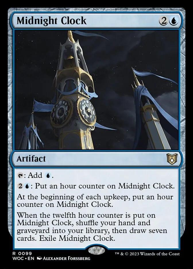 2023 Wilds of Eldraine Commander Midnight Clock #99 rare card image