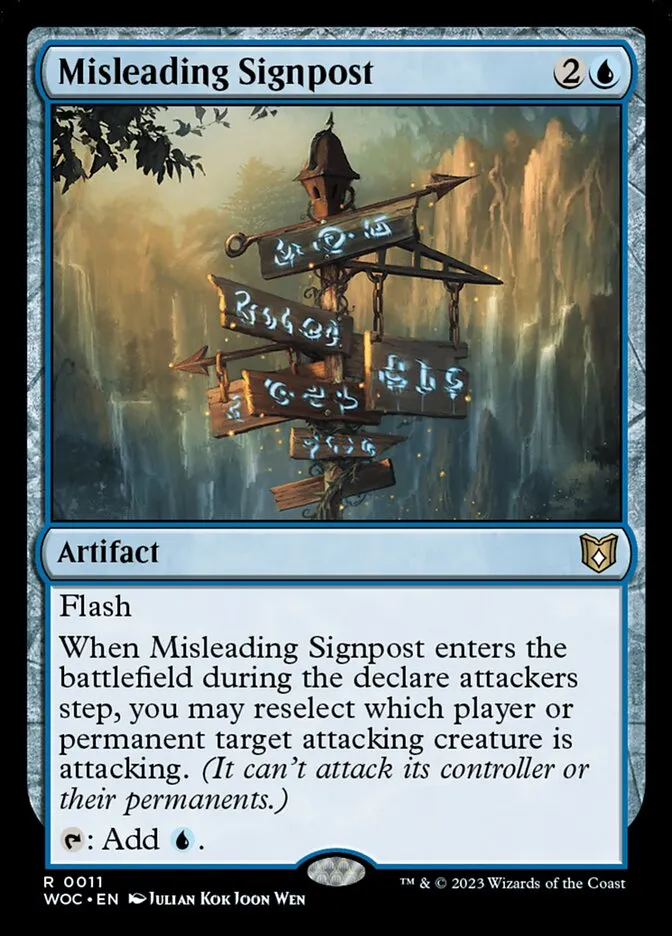 2023 Wilds of Eldraine Commander Misleading Signpost rare #11 rare card image