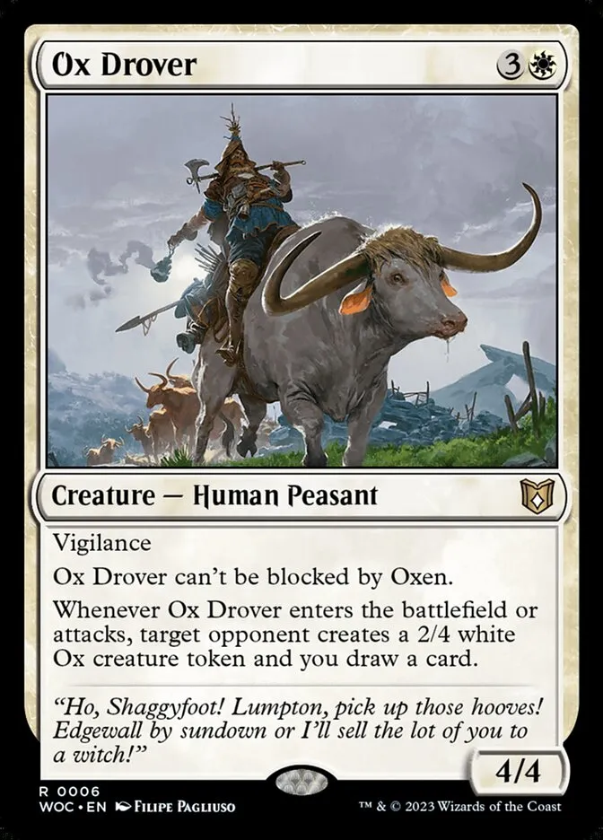 2023 Wilds of Eldraine Commander Ox Drover rare #6 rare card image