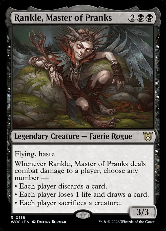 2023 Wilds of Eldraine Commander Rankle, Master of Pranks #116 rare card image