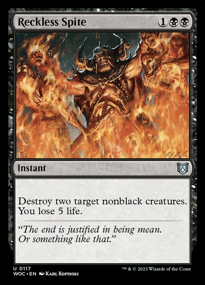 2023 Wilds of Eldraine Commander Reckless Spite #117 uncommon card image