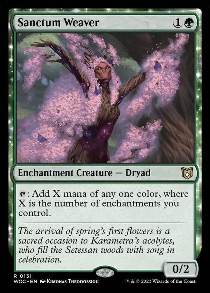 2023 Wilds of Eldraine Commander Sanctum Weaver #131 rare card image