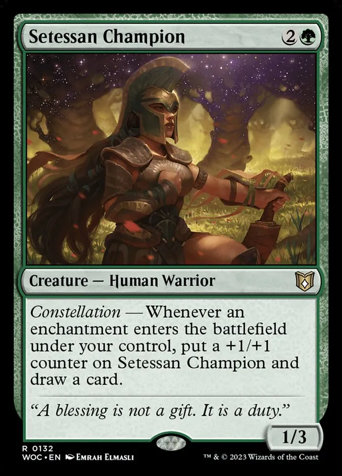 2023 Wilds of Eldraine Commander Setessan Champion #132 rare card image