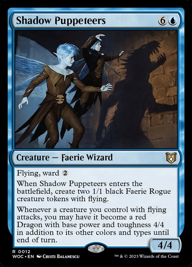 2023 Wilds of Eldraine Commander Shadow Puppeteers rare #12 rare card image