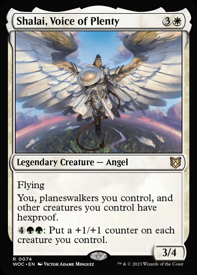 2023 Wilds of Eldraine Commander Shalai, Voice of Plenty #74 rare card image