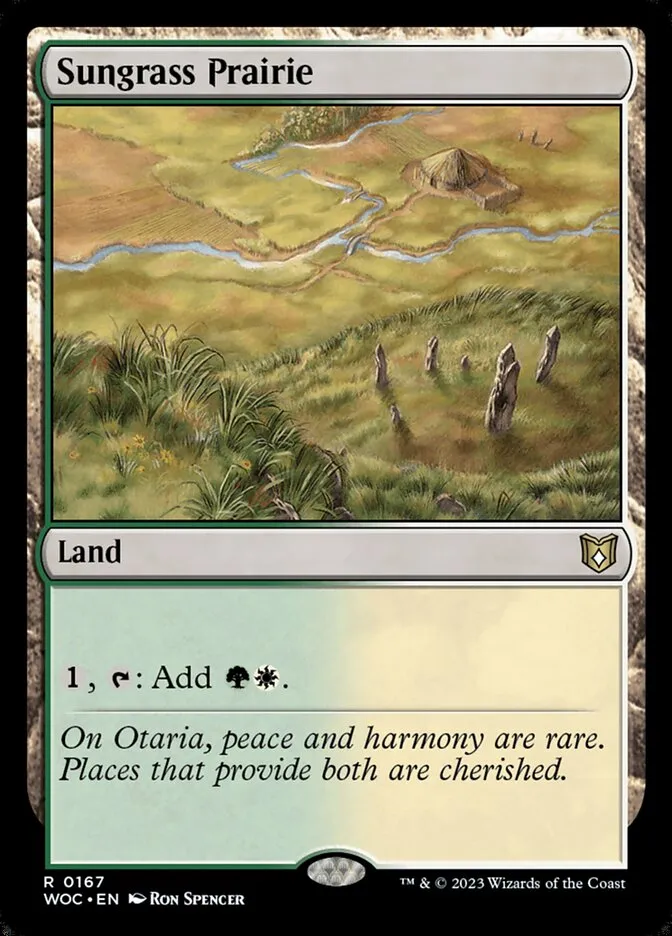 2023 Wilds of Eldraine Commander Sungrass Prairie #167 rare card image