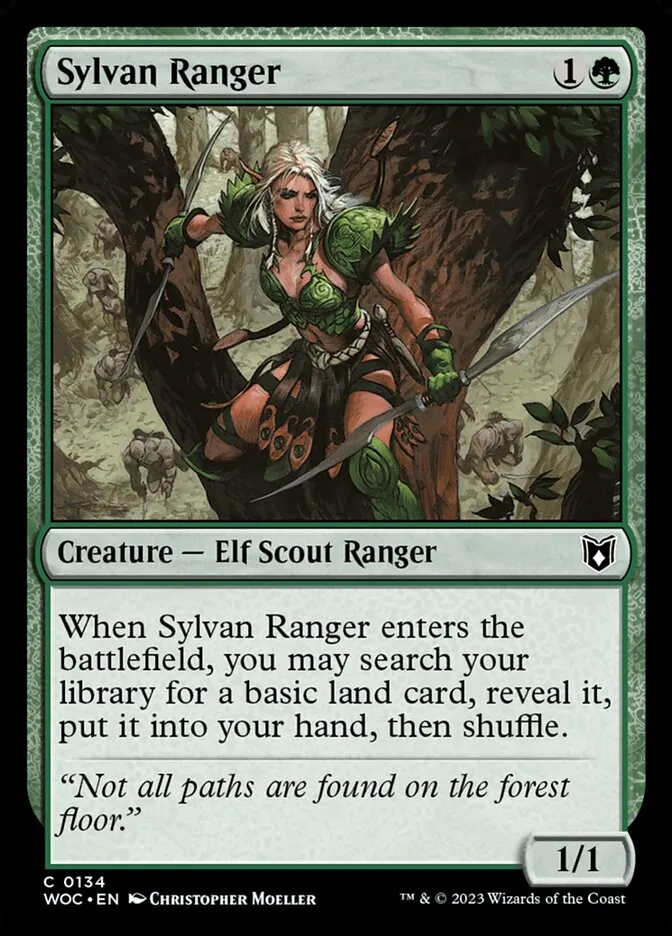 2023 Wilds of Eldraine Commander Sylvan Ranger #134 common card image