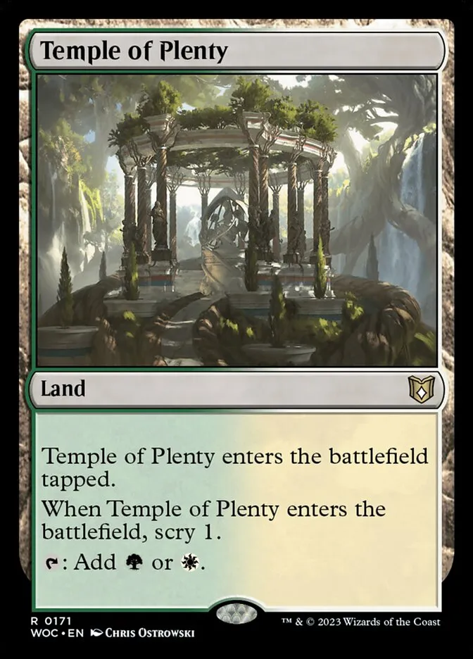 2023 Wilds of Eldraine Commander Temple of Plenty #171 rare card image
