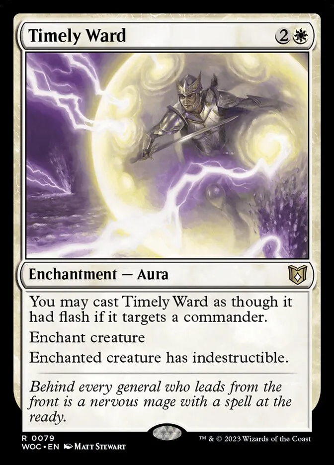 2023 Wilds of Eldraine Commander Timely Ward #79 rare card image