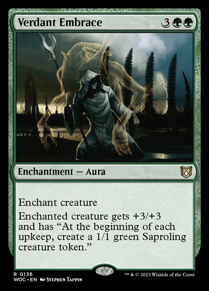 2023 Wilds of Eldraine Commander Verdant Embrace #136 rare card image