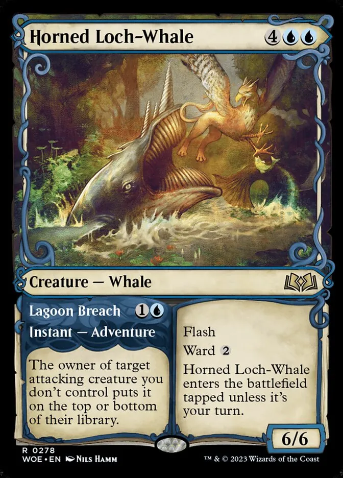 2023 Wilds of Eldraine Horned Loch-Whale // Lagoon Breach #278 rare card image