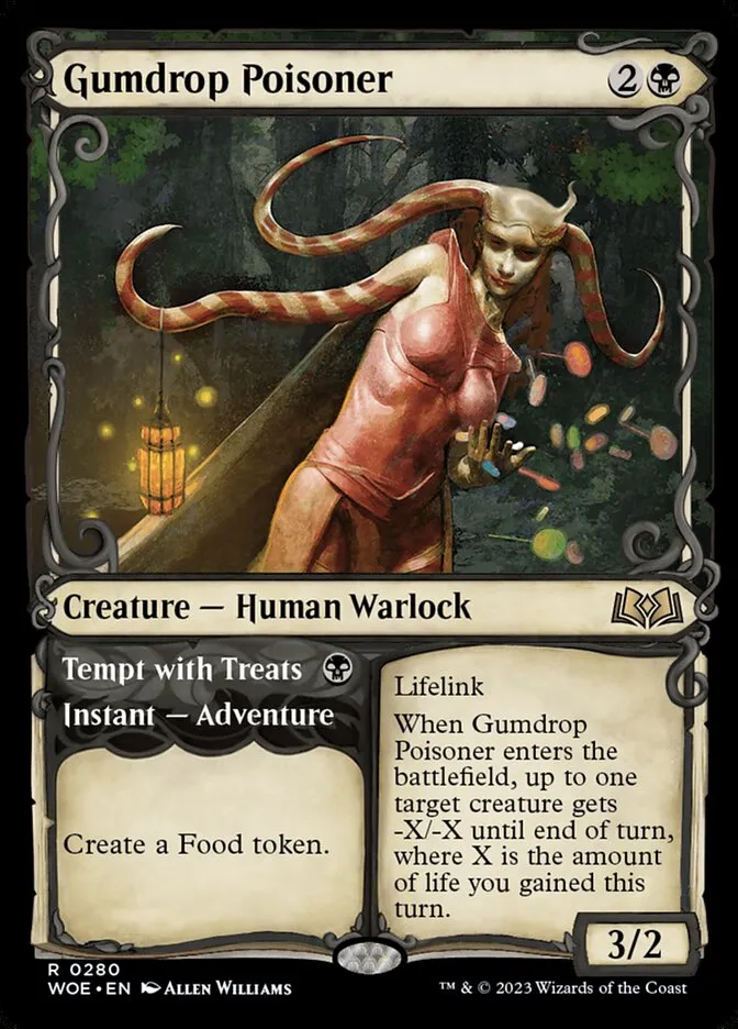 2023 Wilds of Eldraine Gumdrop Poisoner // Tempt with Treats #280 rare card image
