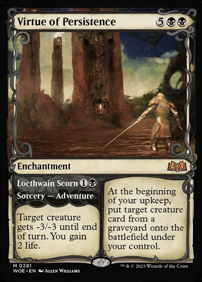 2023 Wilds of Eldraine Virtue of Persistence // Locthwain Scorn mythic #281 mythic card image