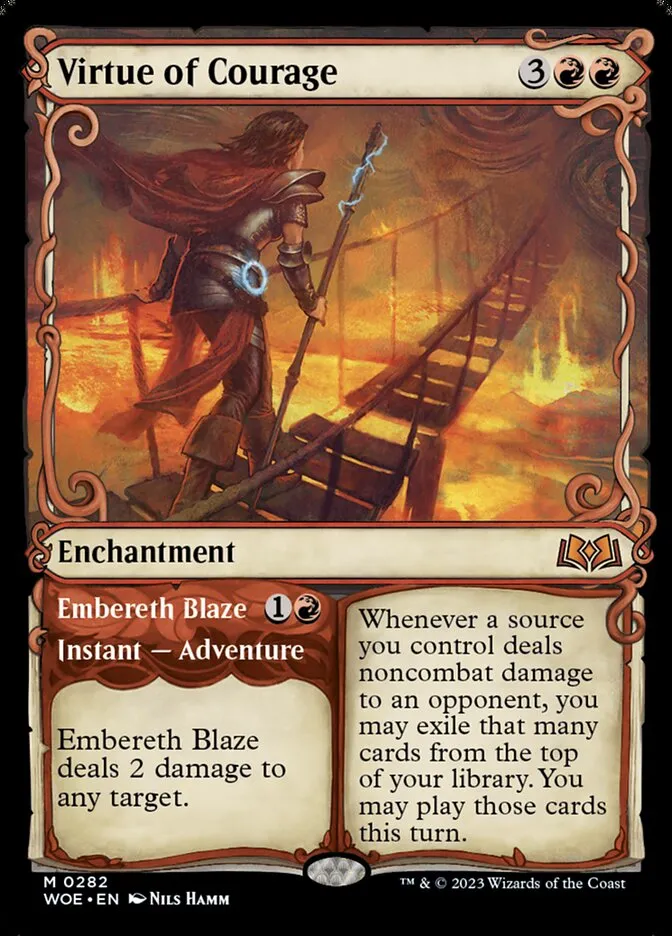 2023 Wilds of Eldraine Virtue of Courage // Embereth Blaze mythic #282 mythic card image