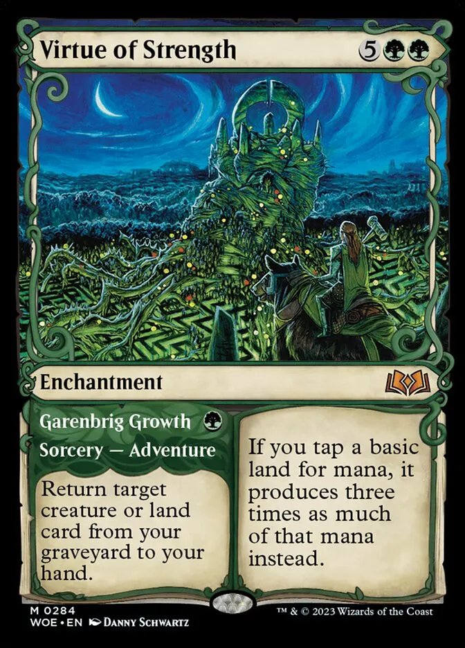 2023 Wilds of Eldraine Virtue of Strength // Garenbrig Growth mythic #284 mythic card image