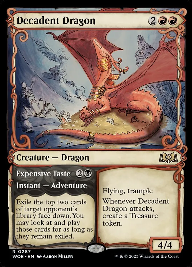 2023 Wilds of Eldraine Decadent Dragon // Expensive Taste #287 rare card image