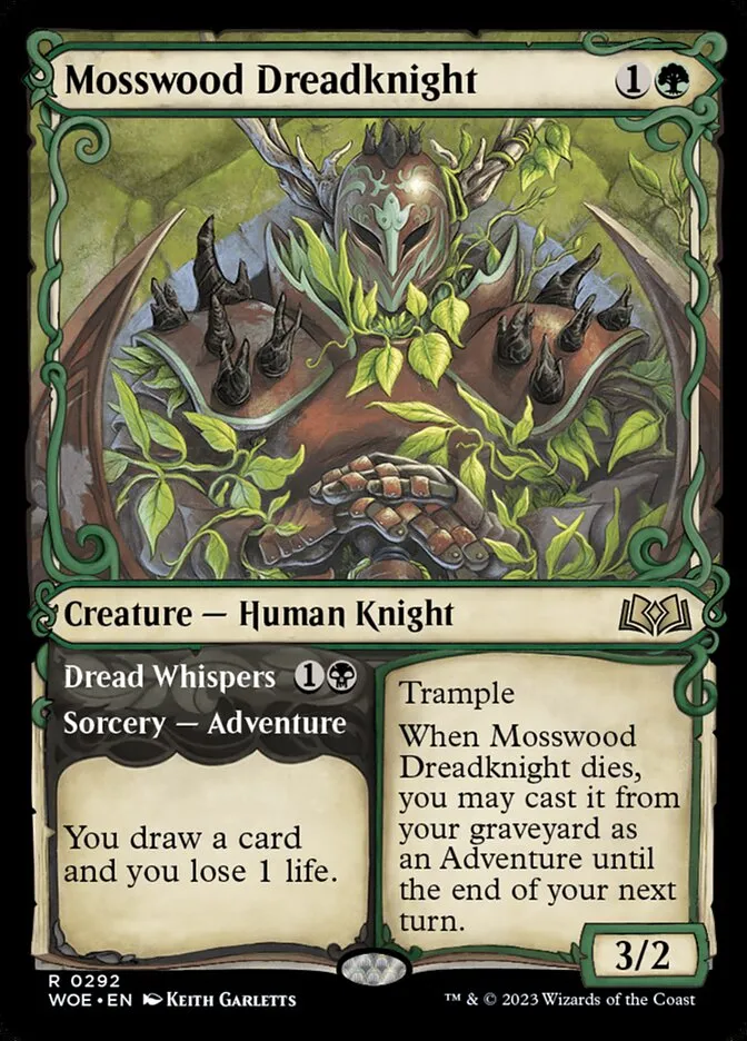 2023 Wilds of Eldraine Mosswood Dreadknight // Dread Whispers #292 rare card image