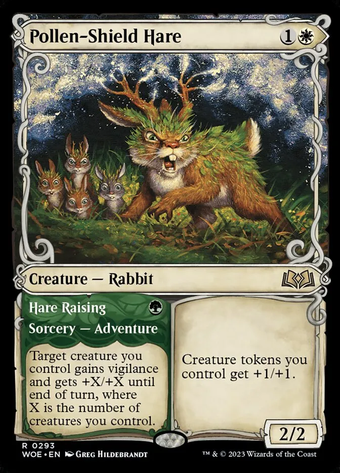 2023 Wilds of Eldraine Pollen-Shield Hare // Hare Raising #293 rare card image