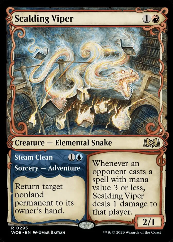 2023 Wilds of Eldraine Scalding Viper // Steam Clean #295 rare card image