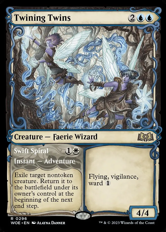 2023 Wilds of Eldraine Twining Twins // Swift Spiral #296 rare card image