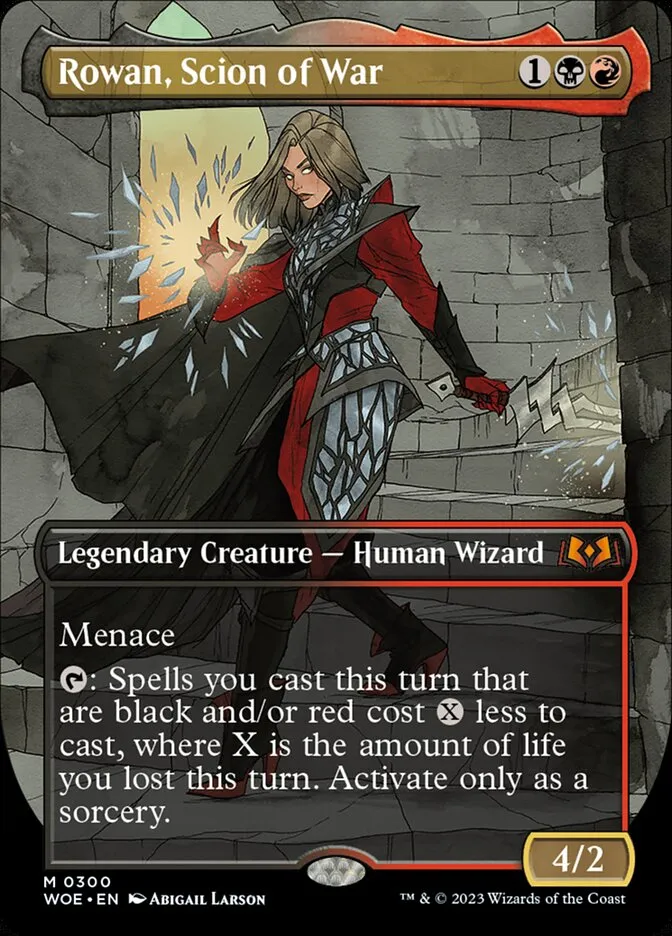 2023 Wilds of Eldraine Rowan, Scion of War [Borderless] mythic #300 mythic card image