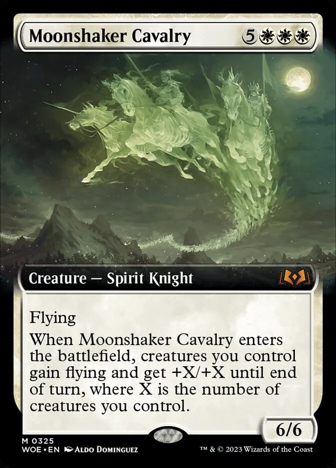 2023 Wilds of Eldraine Moonshaker Cavalry [Extended Art Foil] mythic #325 mythic card image