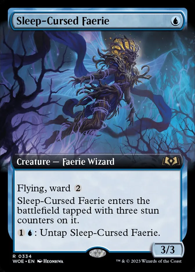 2023 Wilds of Eldraine Sleep-Cursed Faerie [Extended Art Foil] rare #334 rare card image
