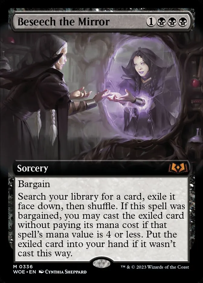 2023 Wilds of Eldraine Beseech the Mirror [Extended Art Foil] mythic #336 mythic card image