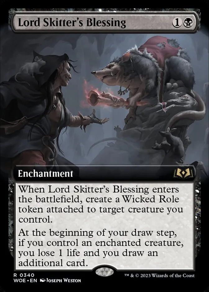 2023 Wilds of Eldraine Lord Skitter's Blessing rare #340 rare card image