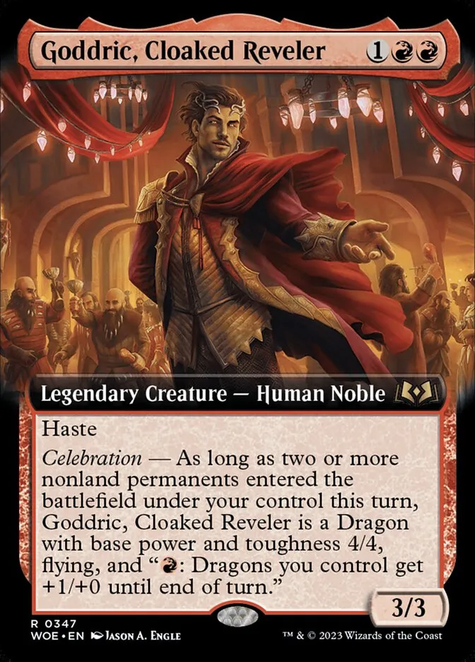 2023 Wilds of Eldraine Goddric, Cloaked Reveler rare #347 rare card image