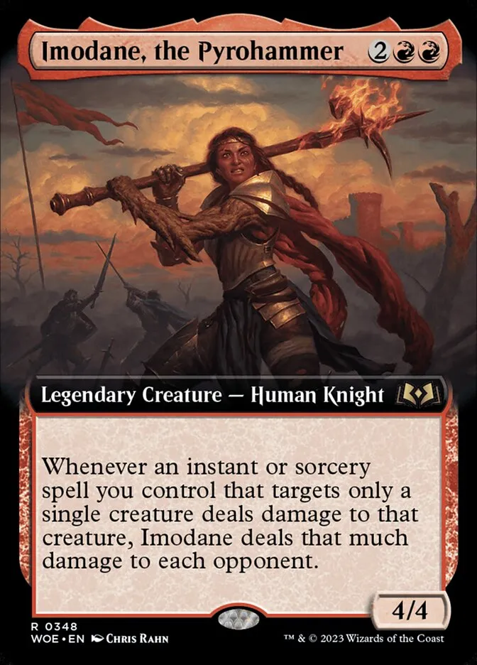 2023 Wilds of Eldraine Imodane, the Pyrohammer [Extended Art Foil] rare #348 rare card image