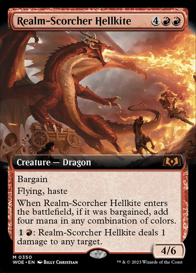 2023 Wilds of Eldraine Realm-Scorcher Hellkite mythic #350 mythic card image
