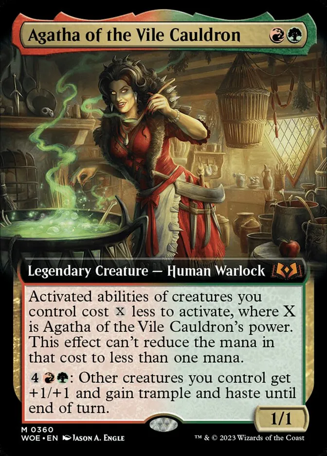 2023 Wilds of Eldraine Agatha of the Vile Cauldron [Extended Art Foil] mythic #360 mythic card image
