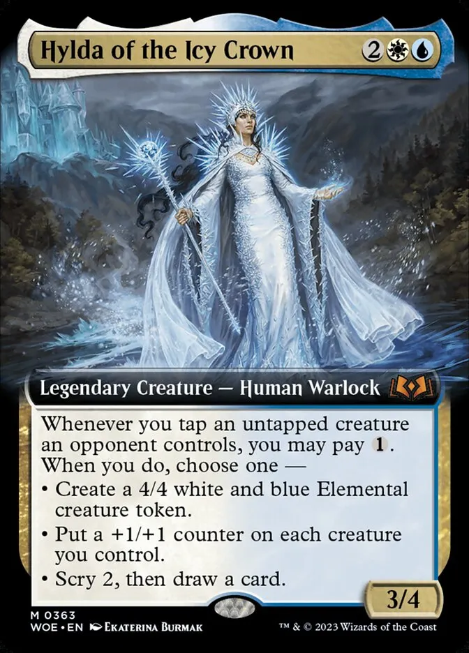 2023 Wilds of Eldraine Hylda of the Icy Crown [Extended Art Foil] mythic #363 mythic card image