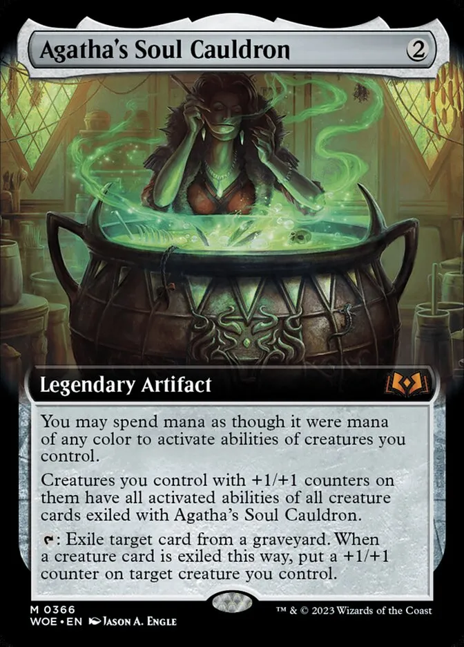 2023 Wilds of Eldraine Agatha's Soul Cauldron [Extended Art Foil] mythic #366 mythic card image