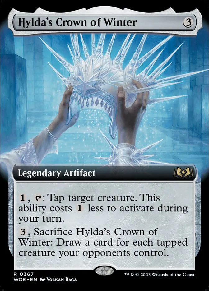 2023 Wilds of Eldraine Hylda's Crown of Winter [Extended Art Foil] rare #367 rare card image