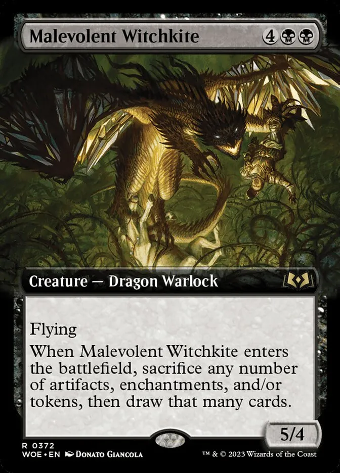 2023 Wilds of Eldraine Malevolent Witchkite rare #372 rare card image