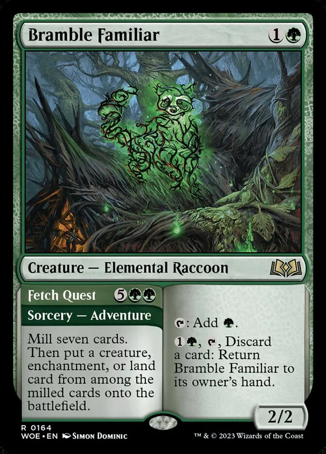 2023 Wilds of Eldraine Bramble Familiar // Fetch Quest #164 rare card image