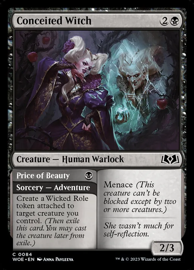 2023 Wilds of Eldraine Conceited Witch // Price of Beauty #84 common card image