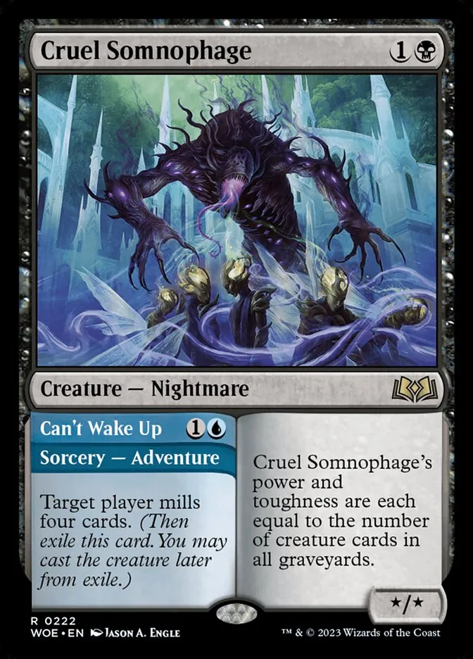 2023 Wilds of Eldraine Cruel Somnophage // Can't Wake Up #222 rare card image
