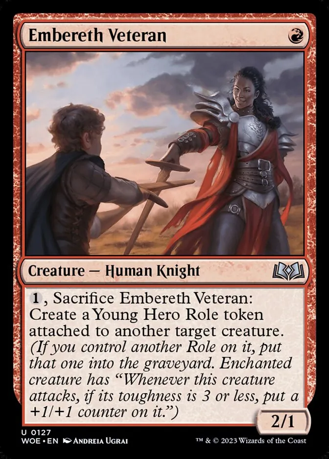 2023 Wilds of Eldraine Embereth Veteran #127 uncommon card image