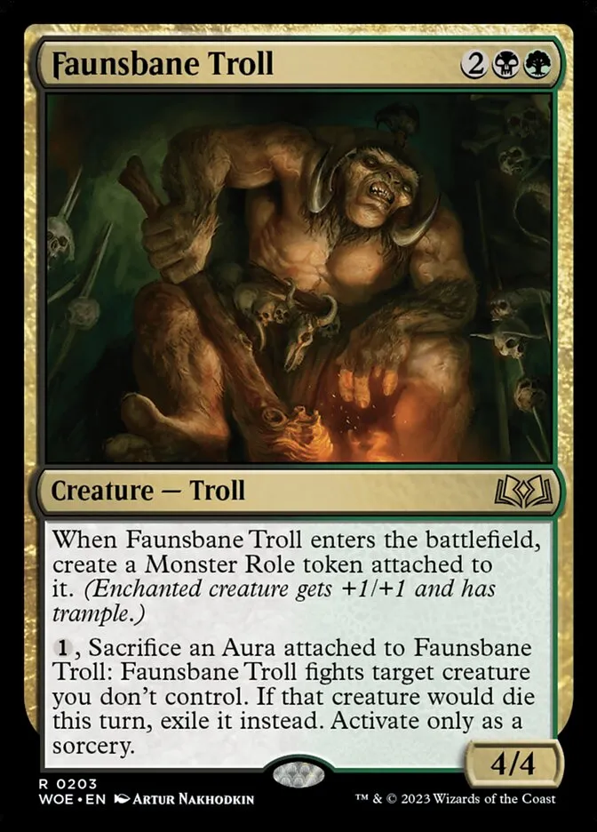 2023 Wilds of Eldraine Faunsbane Troll #203 rare card image