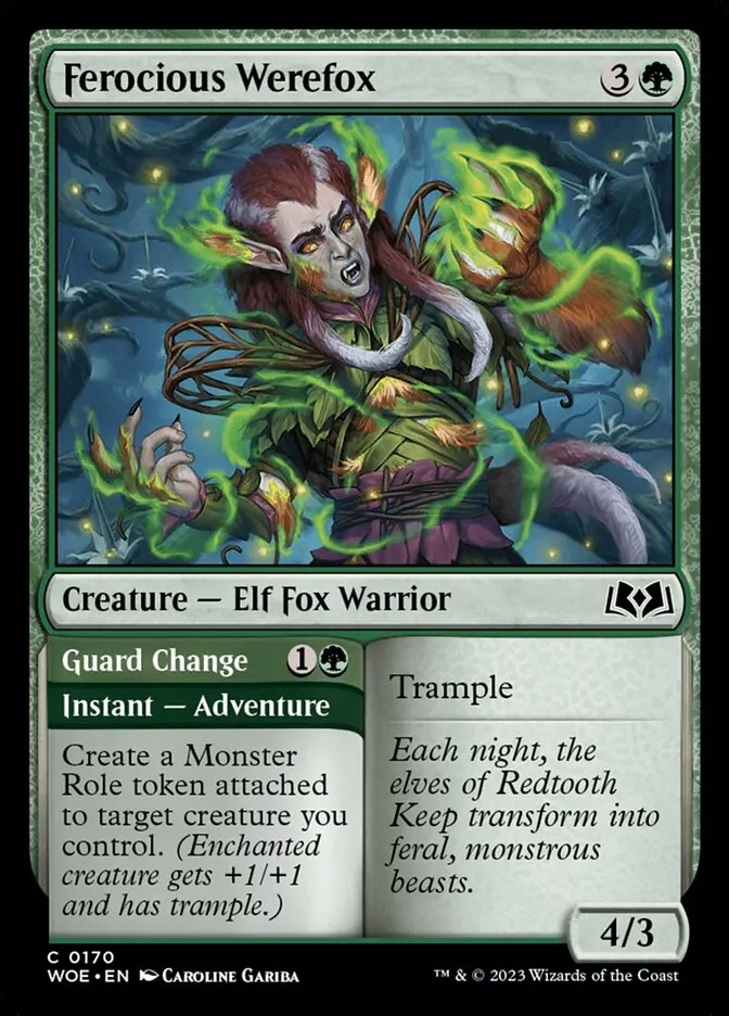 2023 Wilds of Eldraine Ferocious Werefox // Guard Change #170 common card image