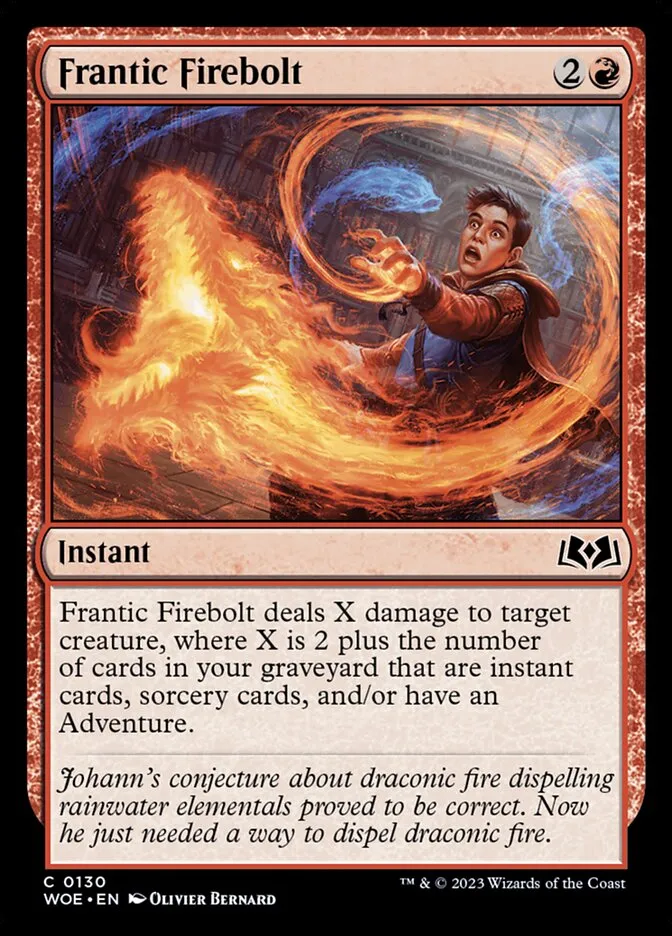 2023 Wilds of Eldraine Frantic Firebolt #130 common card image