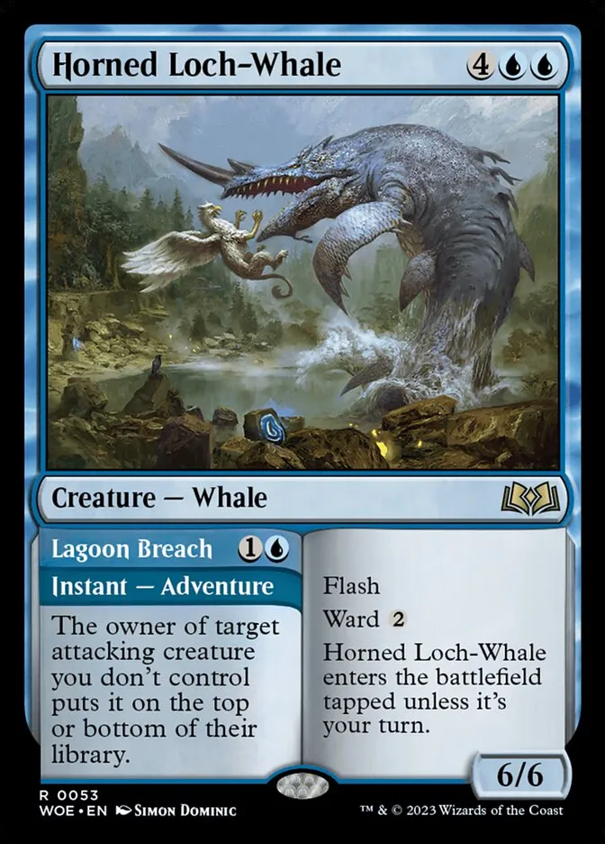 2023 Wilds of Eldraine Horned Loch-Whale // Lagoon Breach #53 rare card image