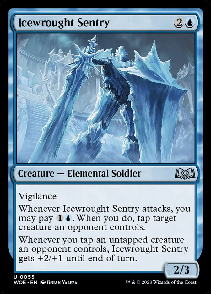 2023 Wilds of Eldraine Icewrought Sentry #55 uncommon card image